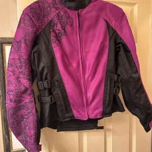 Speed and strength, ladies purple, magenta & black motorcycle jacket size‎ small